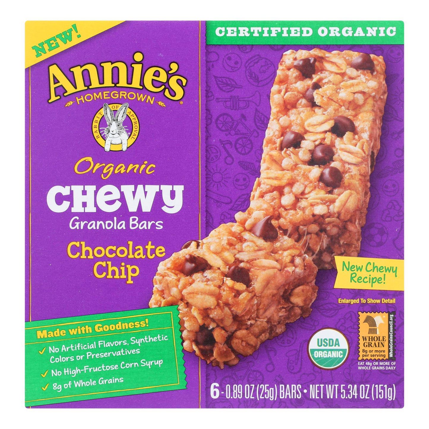 Annie's Homegrown Organic Chewy Granola Bars Chocolate Chip - Case Of 12 - 5.34 Oz. | OnlyNaturals.us