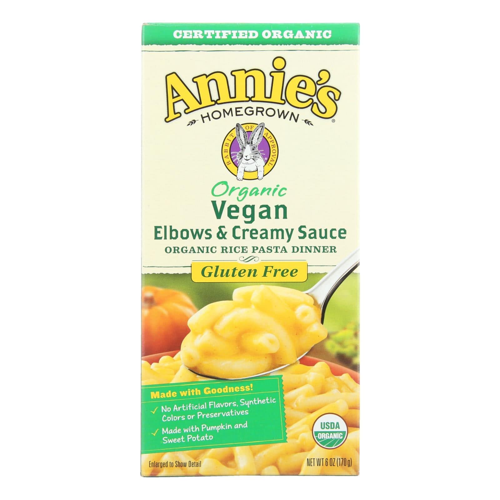 Annie's Homegrown Organic Gluten Free Vegan Elbows And Creamy Sauce Rice Pasta Dinner - Case Of 12 - 6 Oz. | OnlyNaturals.us