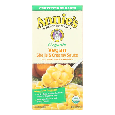 Annie's Homegrown Organic Vegan Shells And Creamy Sauce Pasta Dinner - Case Of 12 - 6 Oz. | OnlyNaturals.us
