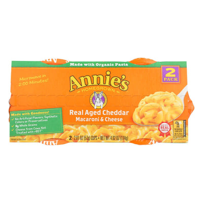 Annie's Homegrown Real Aged Cheddar Macaroni And Cheese Microcaps - Case Of 6 - 4.02 Oz. | OnlyNaturals.us