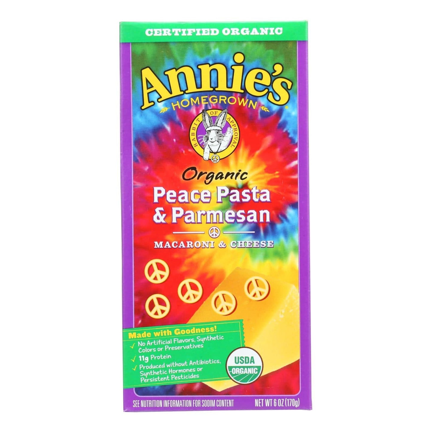 Annies Homegrown Macaroni And Cheese - Organic - Peace Pasta And Parmesan - 6 Oz - Case Of 12 | OnlyNaturals.us