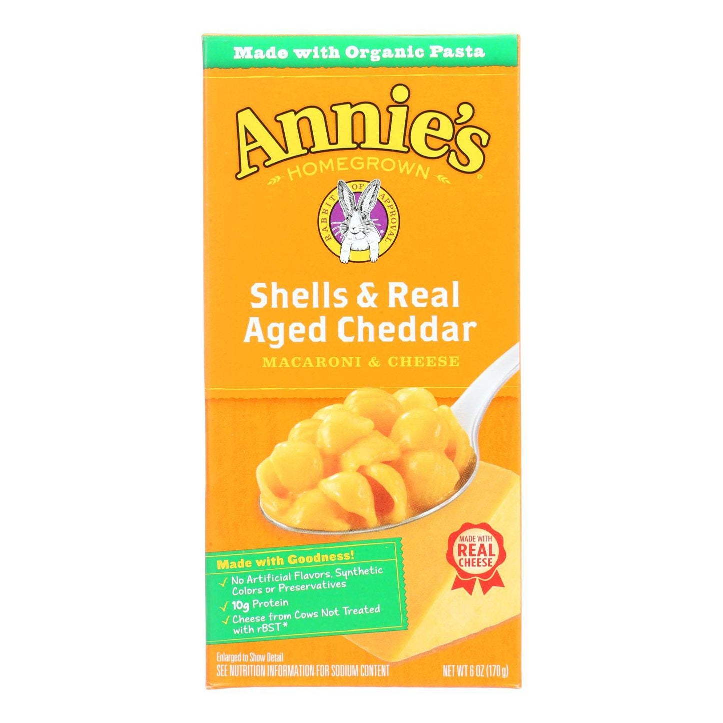 Annies Homegrown Macaroni And Cheese - Organic - Shells And Real Aged Cheddar - 6 Oz - Case Of 12 | OnlyNaturals.us