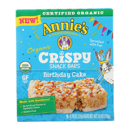 Annie's Homegrown - Crispy Snack Bars Birthday Cake 5count - Case Of 8 - 3.9 Oz | OnlyNaturals.us