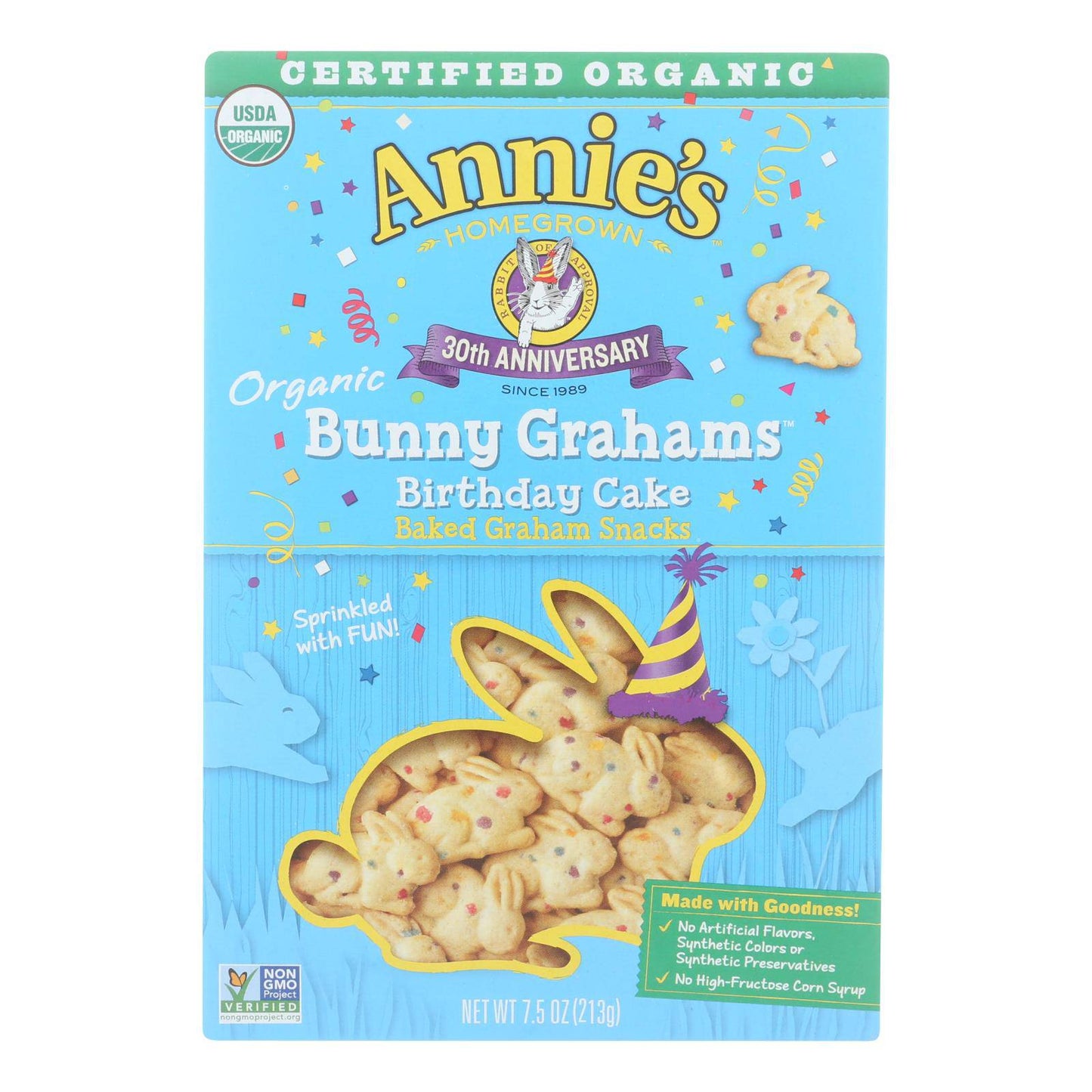 Annie's Organic Birthday Cake Bunny Grahams - Case Of 12 - 7.5 Oz | OnlyNaturals.us