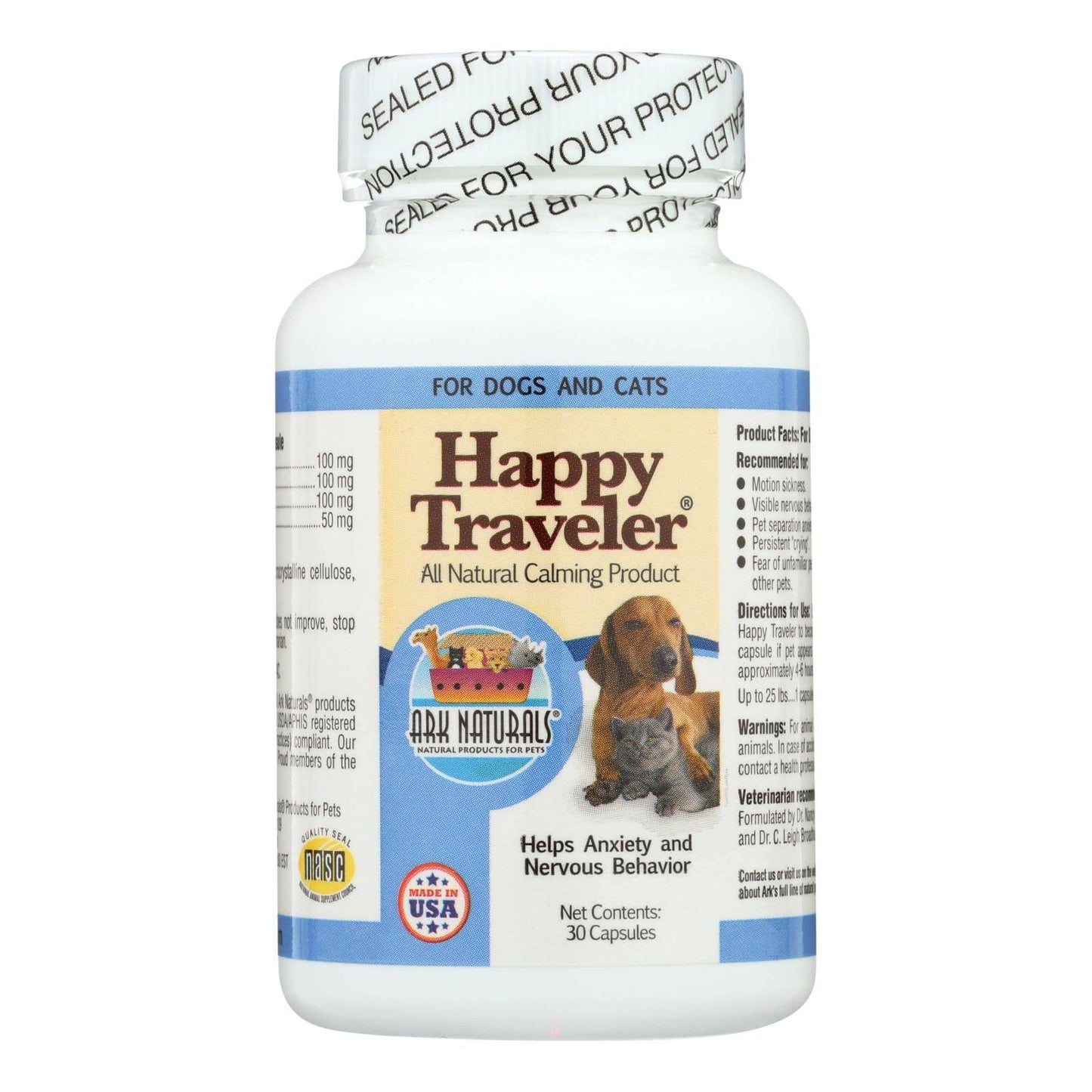 Buy Ark Naturals Happy Traveler For Dogs And Cats - 30 Capsules  at OnlyNaturals.us