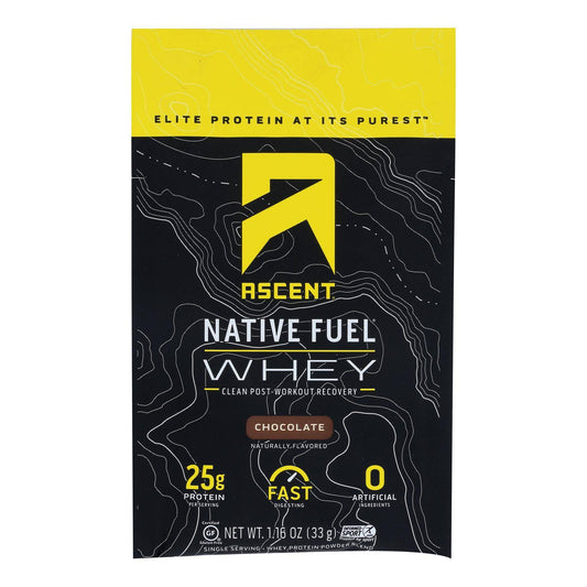 Ascent Native Fuel Chocolate Whey Protein Powder Blend Chocolate - Case Of 15 - 1.16 Oz | OnlyNaturals.us