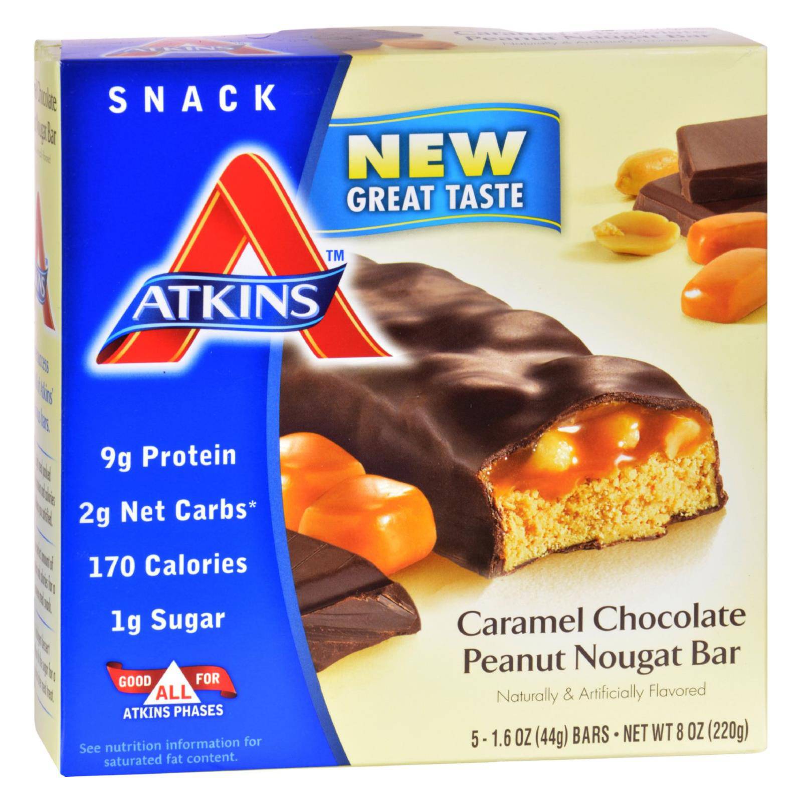 Atkins Advantage Bar Caramel Chocolate Peanut Nougat - 5 Bars | OnlyNaturals.us