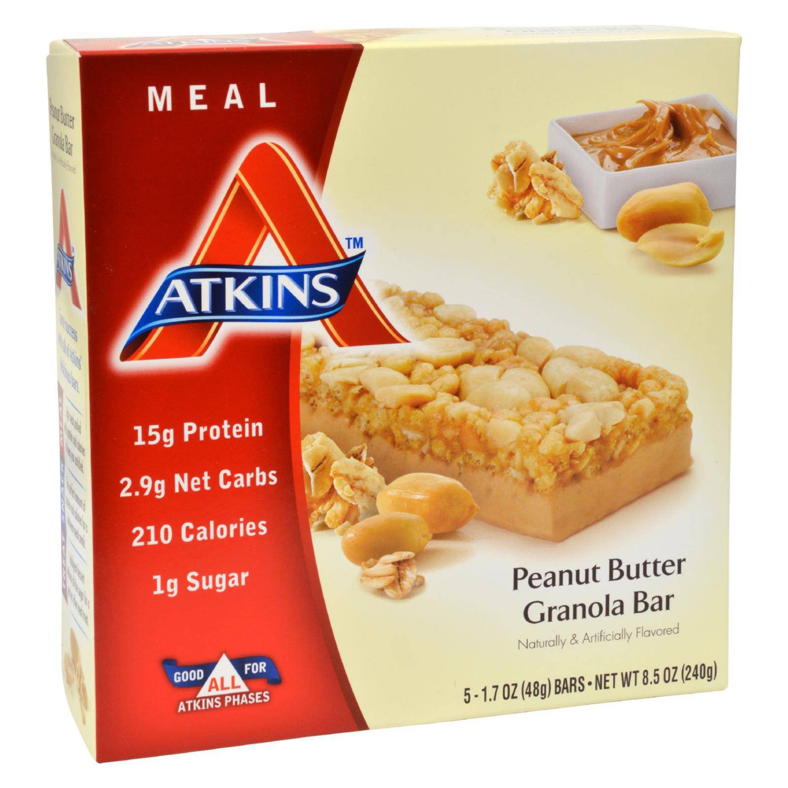 Atkins Advantage Bar Peanut Butter Granola - 5 Bars | OnlyNaturals.us