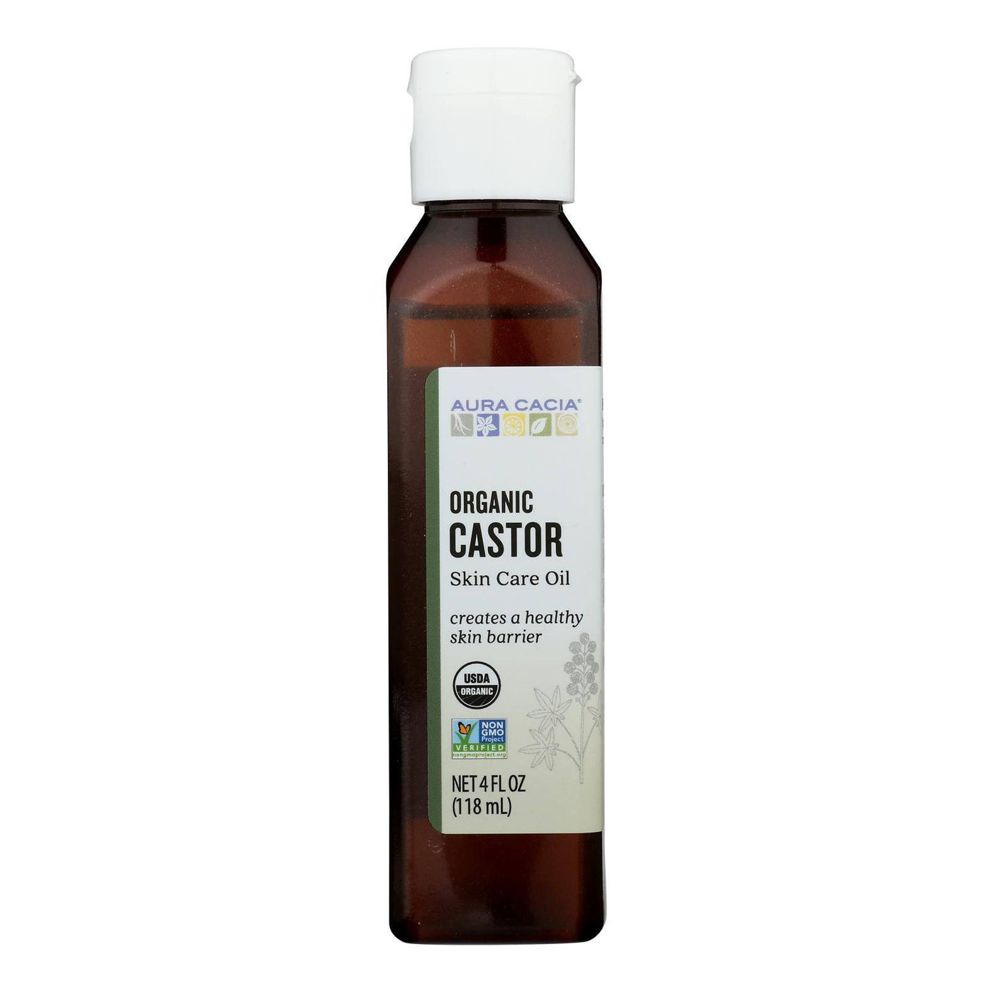 Aura Cacia - Skin Care Oil - Organic Castor Oil - 4 Fl Oz | OnlyNaturals.us