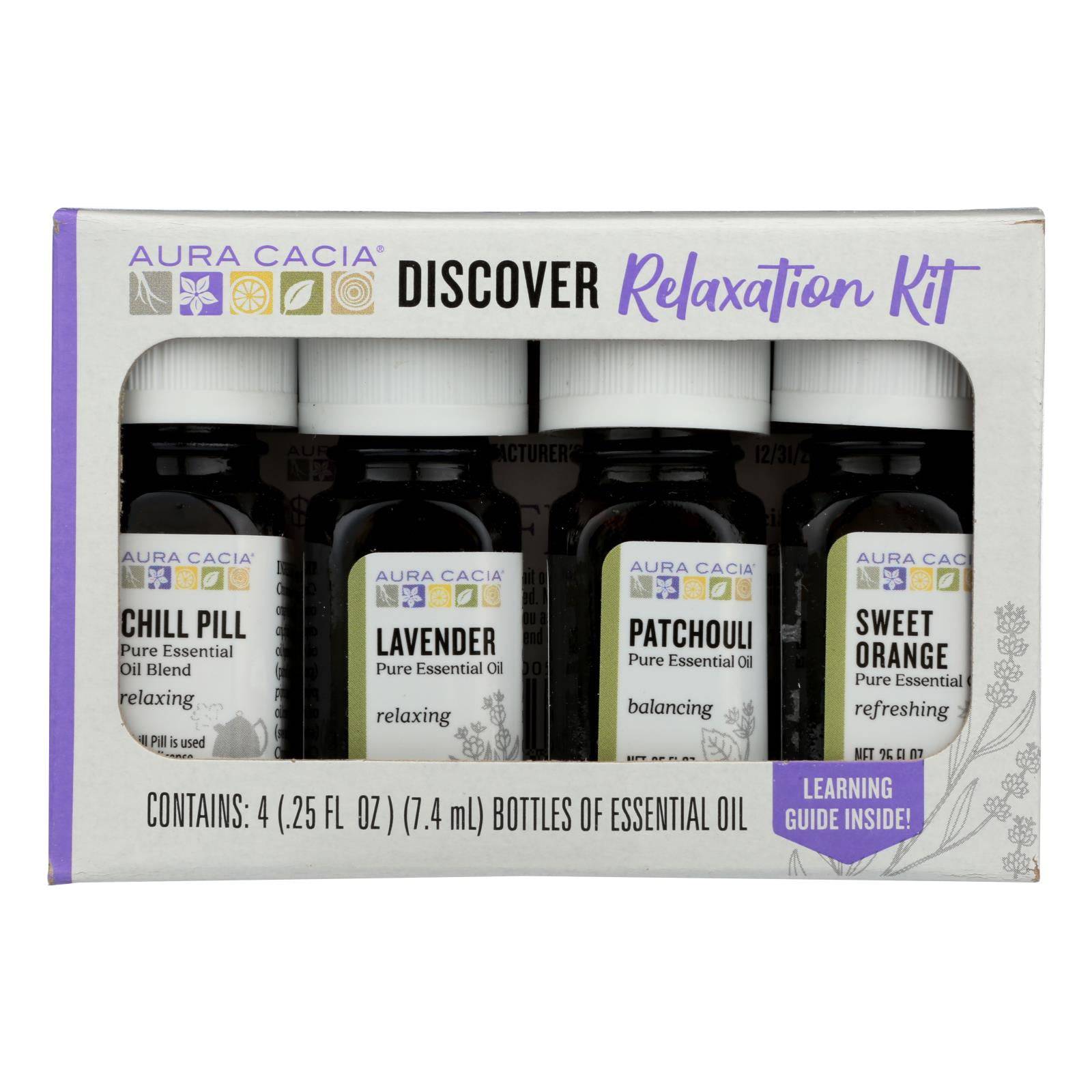 Aura Cacia - Discover Relaxation Essential Oil Kit - Each Of - 4-0.25 Fl Oz. | OnlyNaturals.us