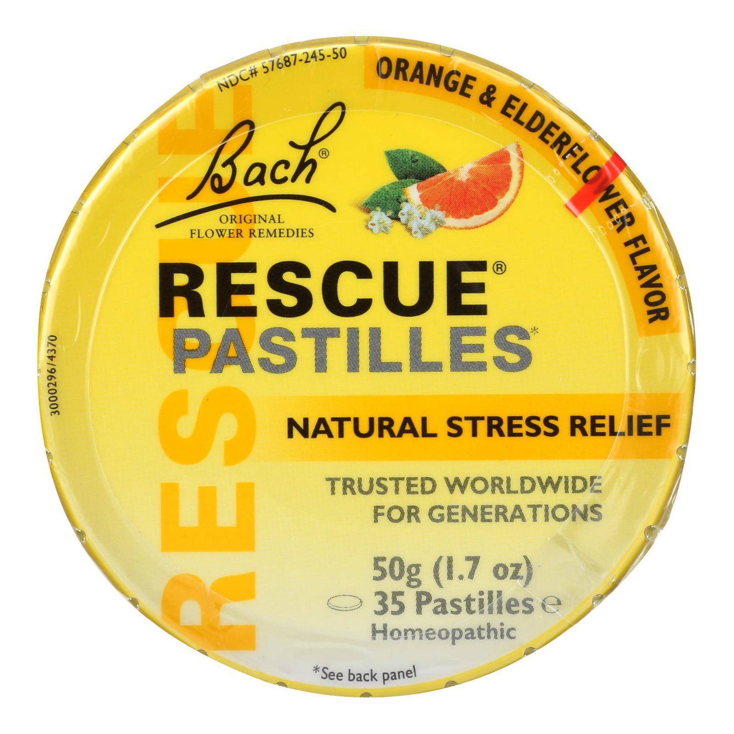 Bach Flower Remedies Rescue Remedy Pastilles Orange Elderflower - 1.7 Oz - Case Of 12 | OnlyNaturals.us