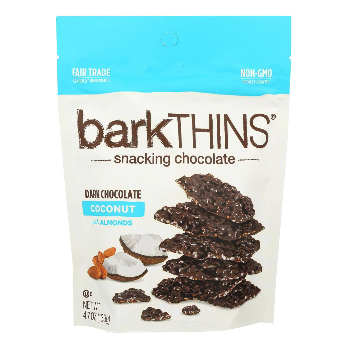 Buy Bark Thins Snacking Chocolate - Dark Chocolate Toasted Coconut With Almonds - Case Of 12 - 4.7 Oz.  at OnlyNaturals.us
