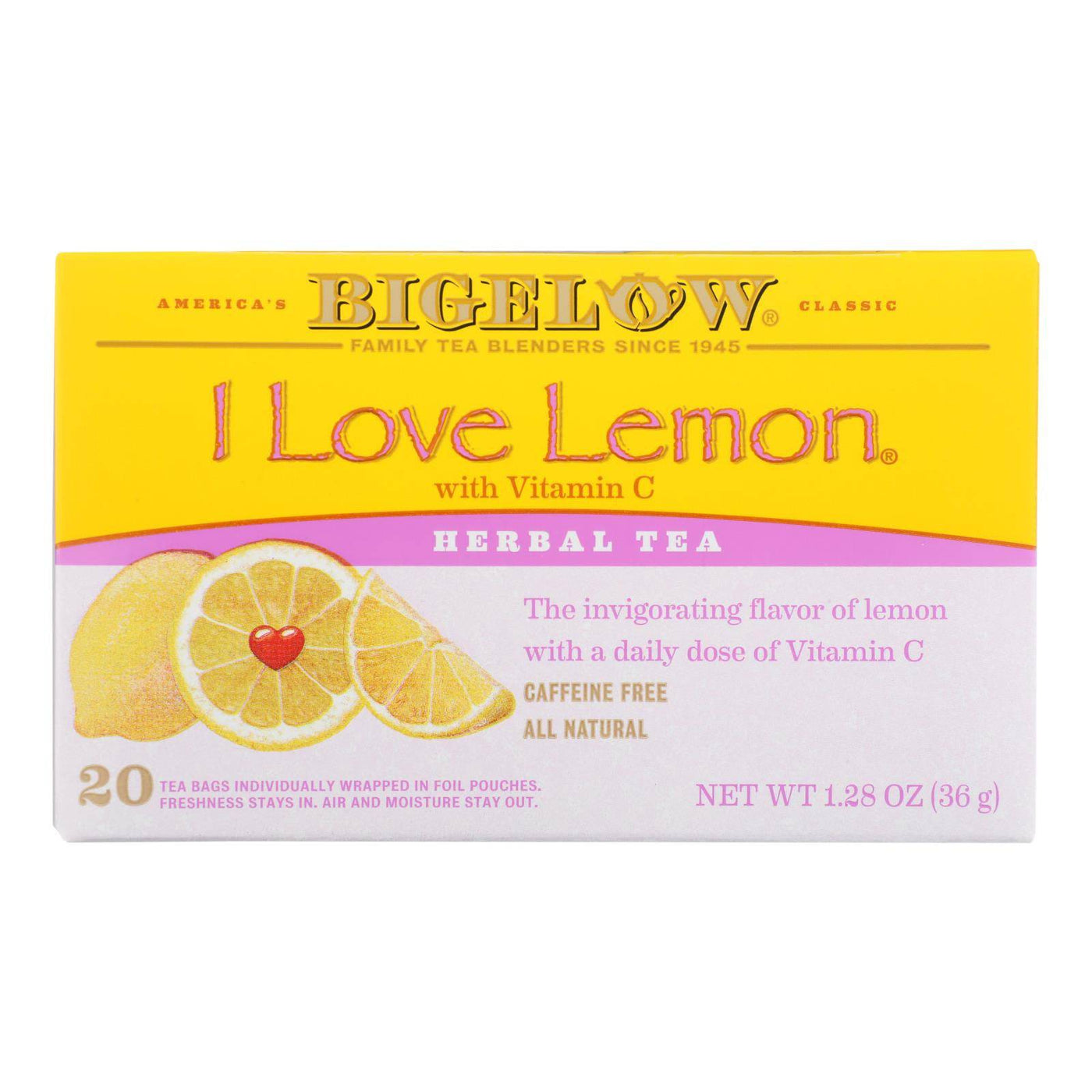 Bigelow Tea I Love Lemon Herb Tea - Case Of 6 - 20 Bag | OnlyNaturals.us