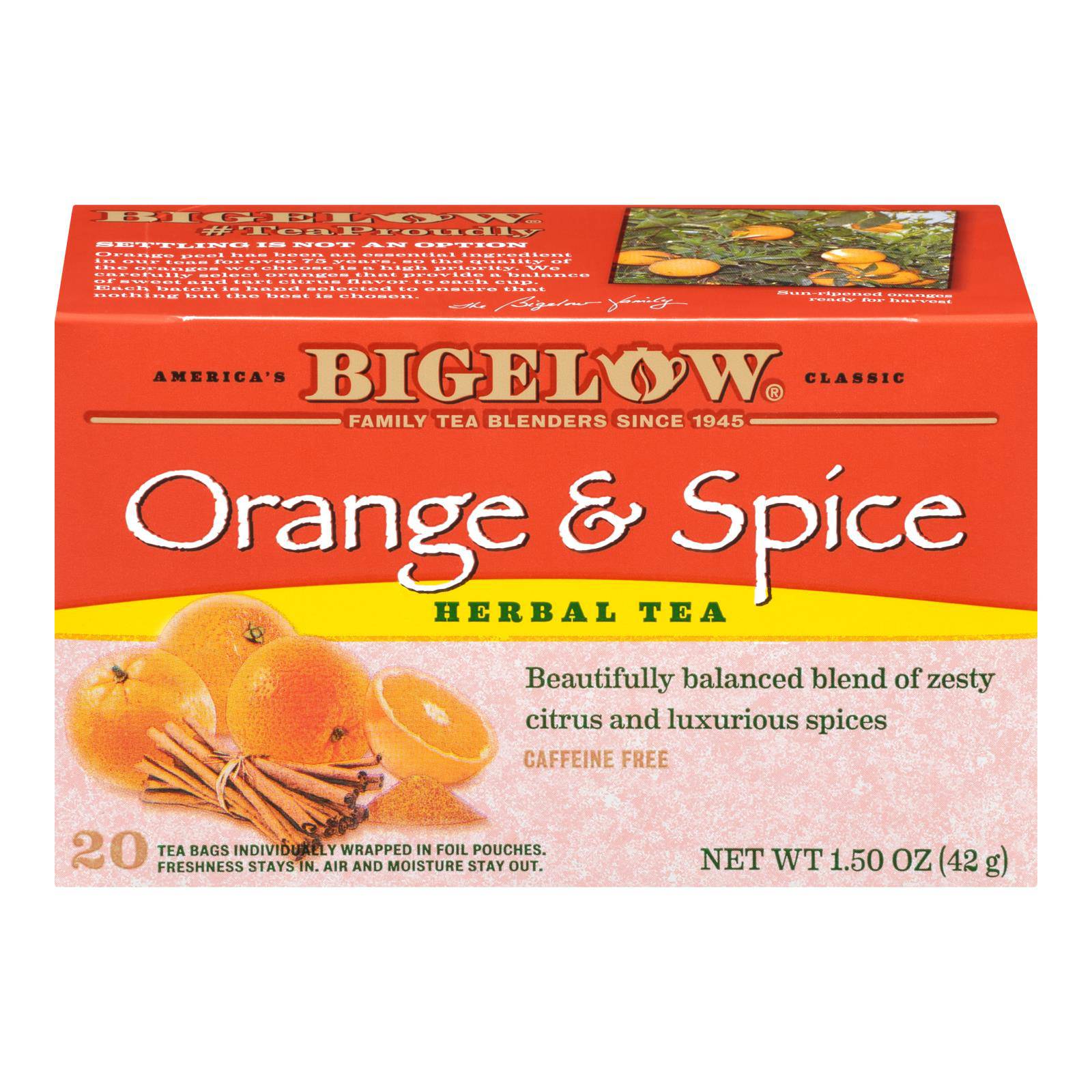 Bigelow Tea Orange & Spice Herb Tea - Case Of 6 - 20 Bag | OnlyNaturals.us