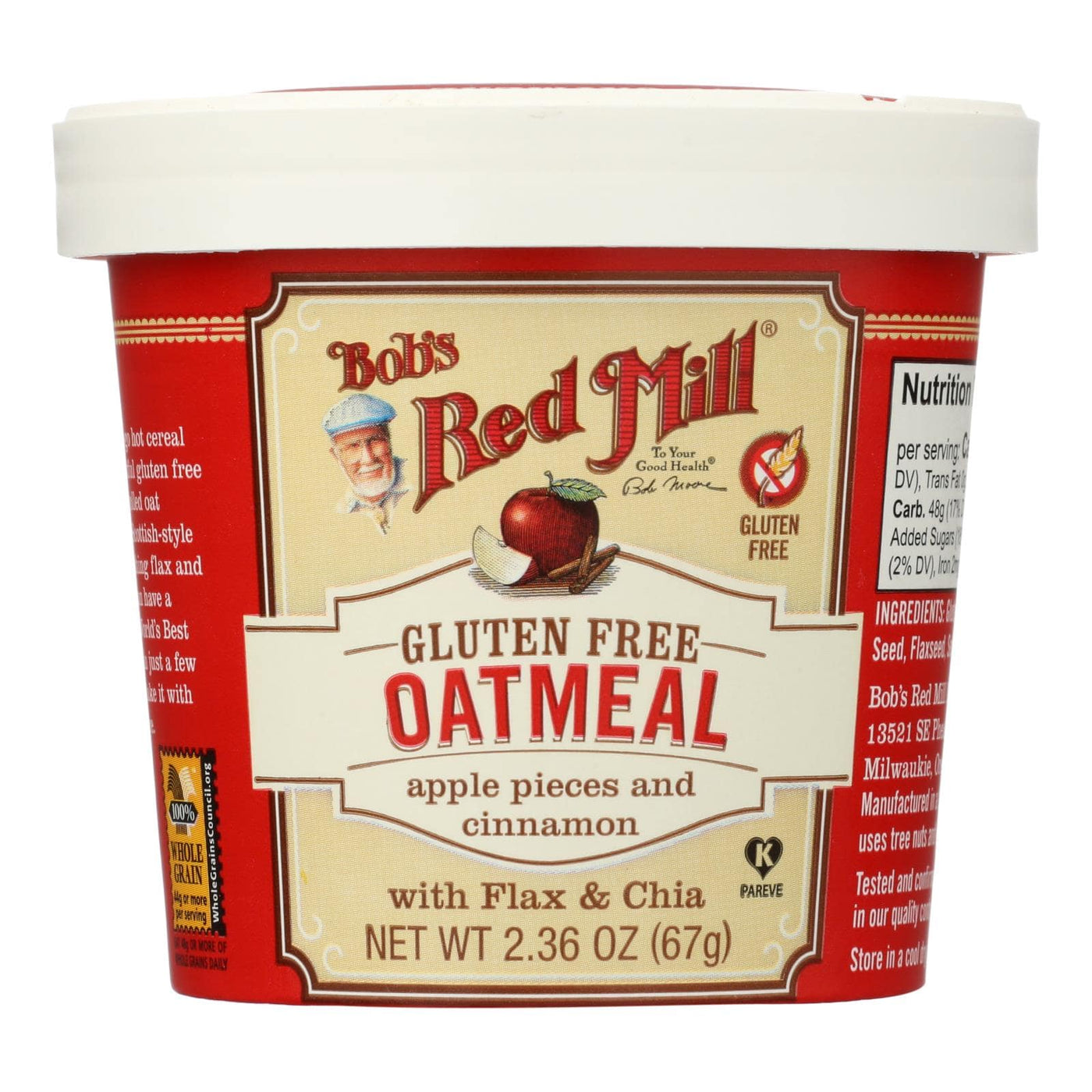 Bob's Red Mill - Gluten Free Oatmeal Cup Apple And Cinnamon - 2.36 Oz - Case Of 12 | OnlyNaturals.us