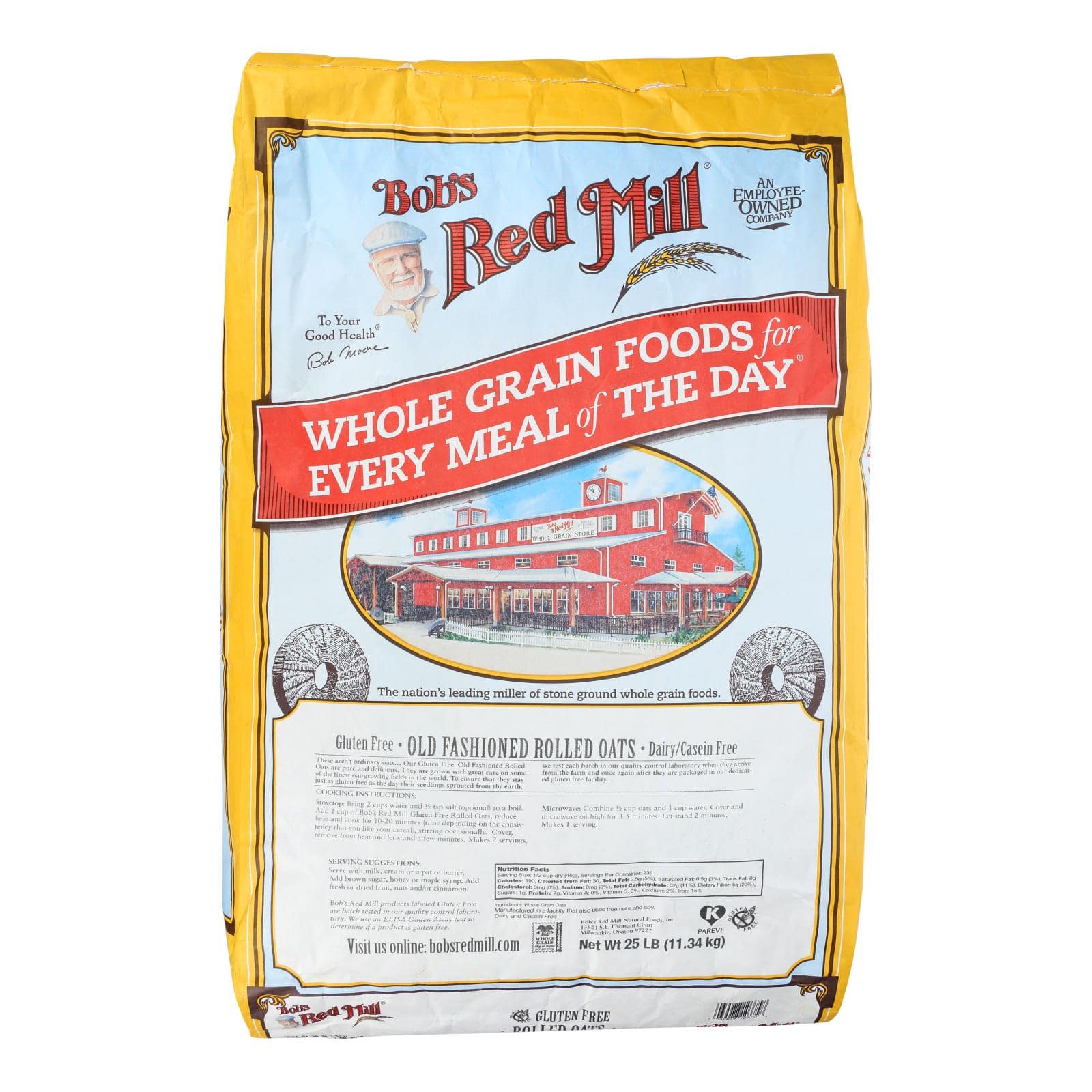 Bob's Red Mill Gluten Free Old Fashion Rolled Oats - Single Bulk Item - 25lb | OnlyNaturals.us