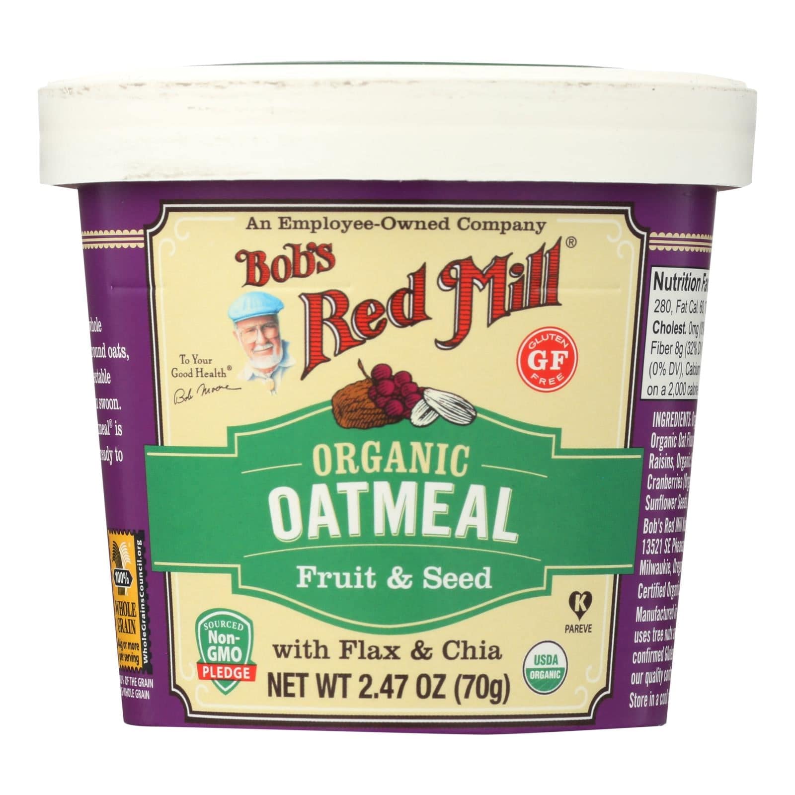 Bob's Red Mill - Oatmeal Cup - Organic Fruit And Seed - Gluten Free - Case Of 12 - 2.47 Oz | OnlyNaturals.us