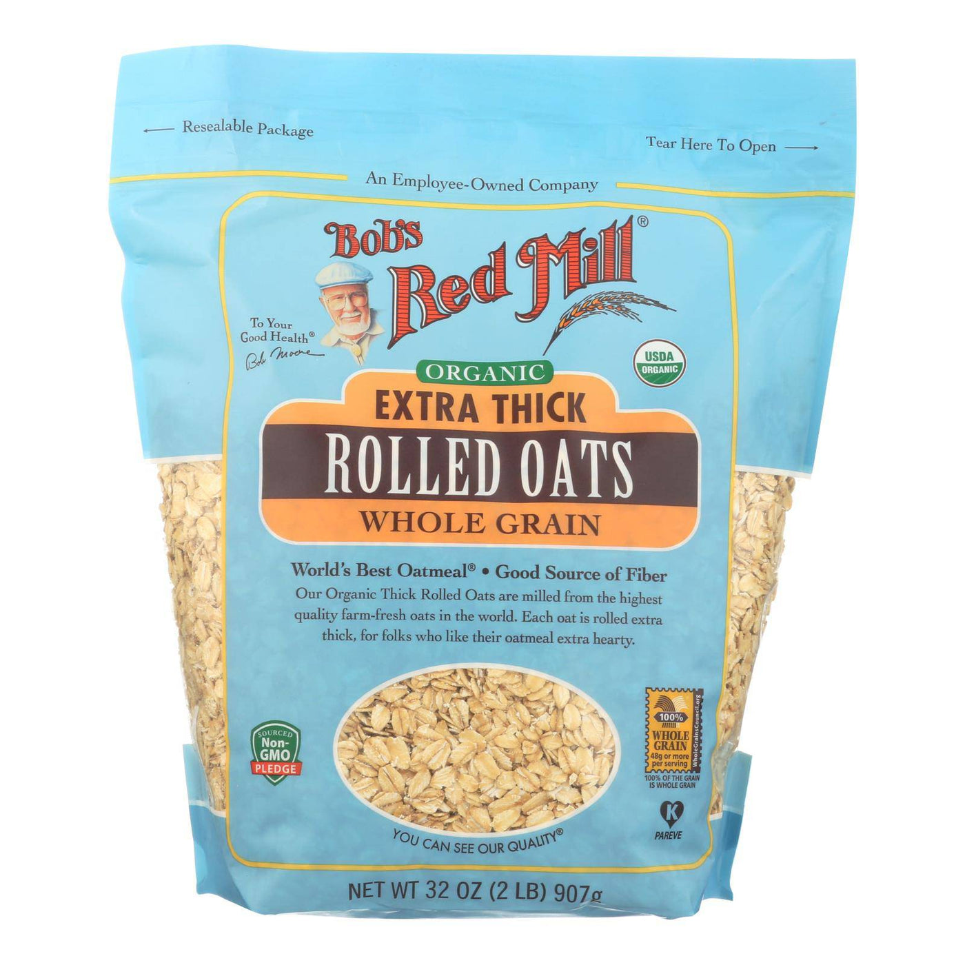 Bob's Red Mill - Oats - Organic Extra Thick Rolled Oats - Whole Grain - Case Of 4 - 32 Oz. | OnlyNaturals.us