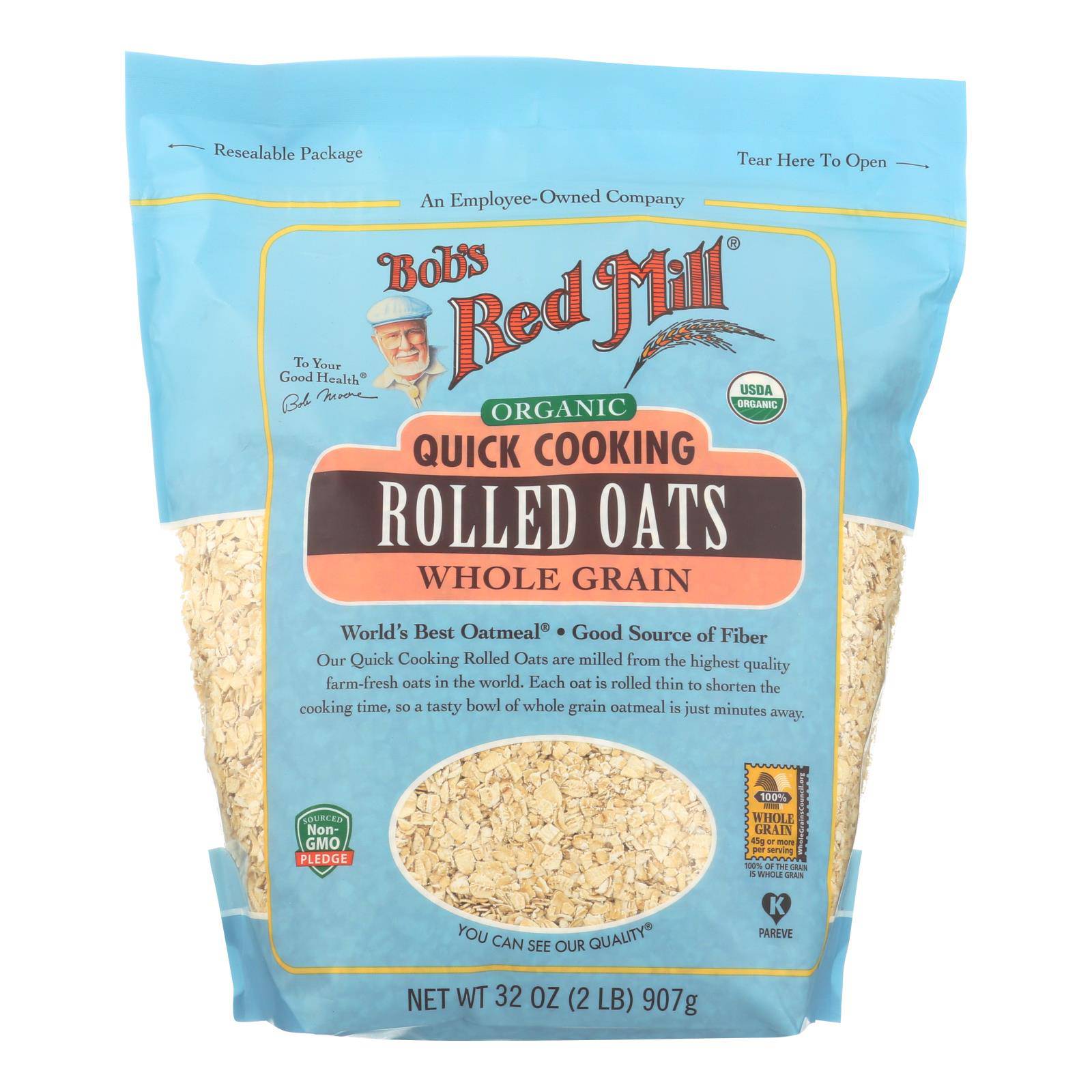 Bob's Red Mill - Oats - Organic Quick Cooking Rolled Oats - Whole Grain - Case Of 4 - 32 Oz. | OnlyNaturals.us