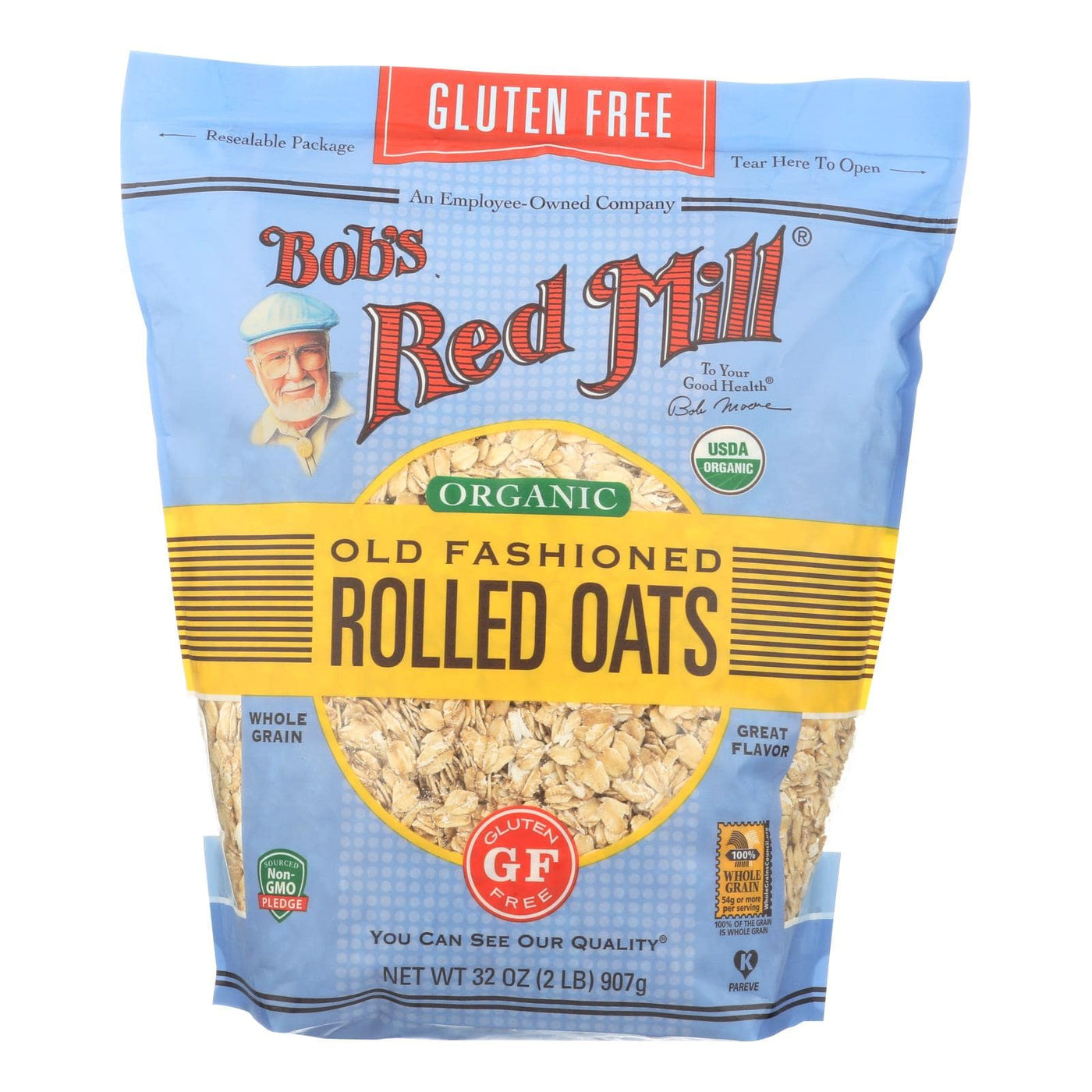 Bob's Red Mill - Organic Old Fashioned Rolled Oats - Gluten Free - Case Of 4-32 Oz | OnlyNaturals.us