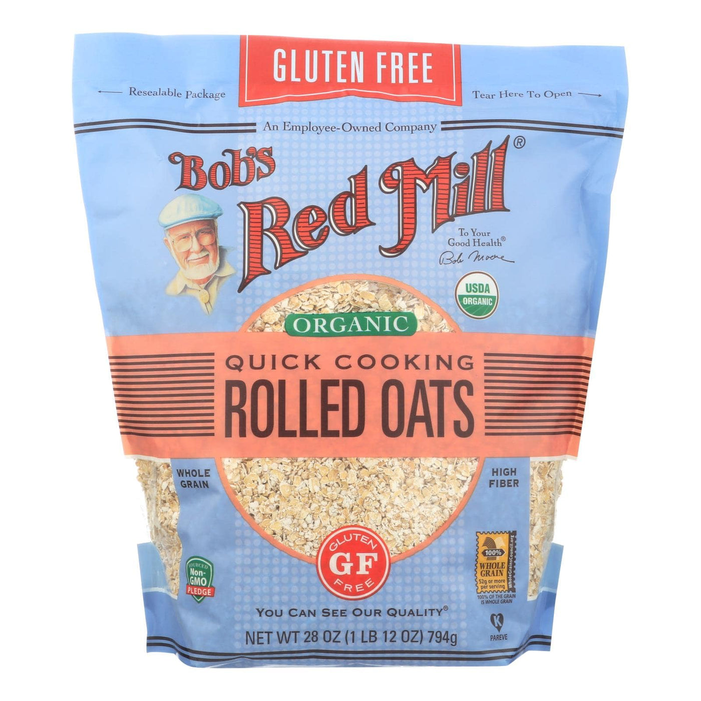 Bob's Red Mill - Organic Quick Cooking Rolled Oats - Gluten Free - Case Of 4-28 Oz | OnlyNaturals.us