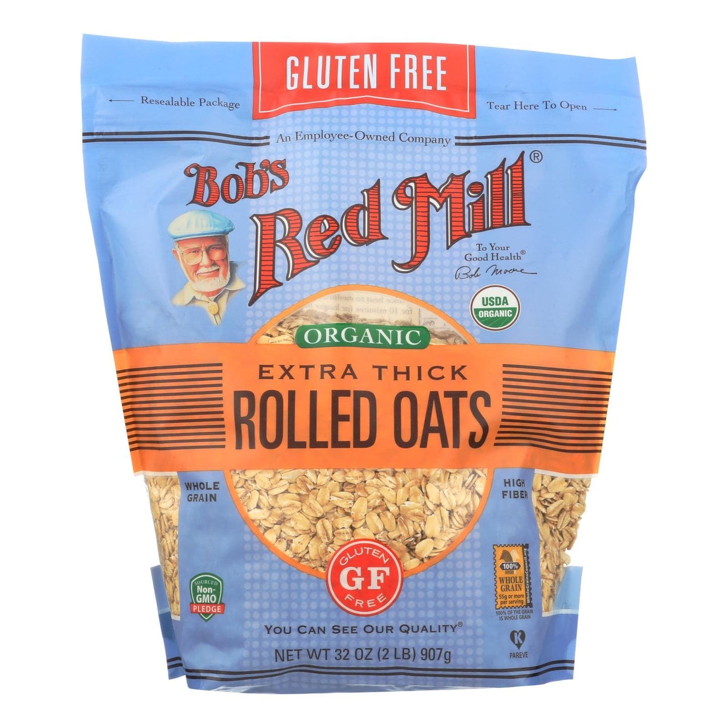 Bob's Red Mill - Organic Thick Rolled Oats - Gluten Free - Case Of 4-32 Oz | OnlyNaturals.us