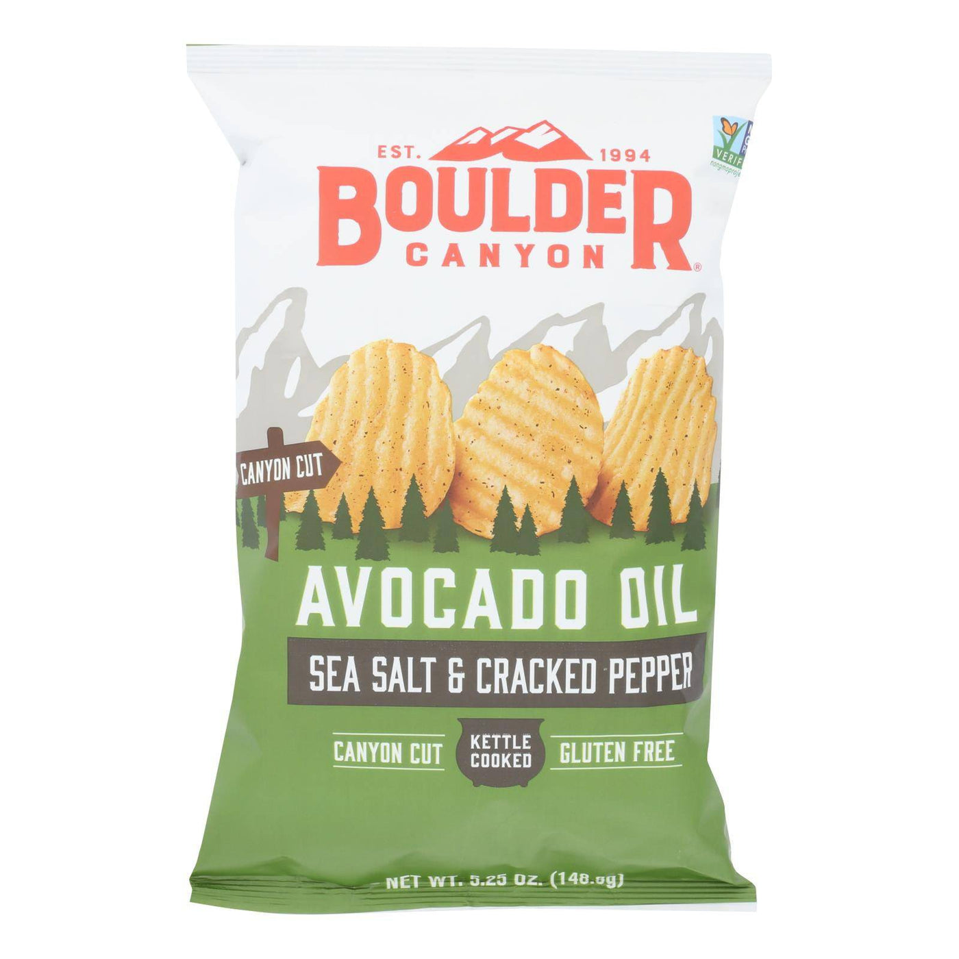 Buy Boulder Canyon - Avocado Oil Canyon Cut Potato Chips - Sea Salt And Cracked Pepper - Case Of 12 - 5.25 Oz.  at OnlyNaturals.us
