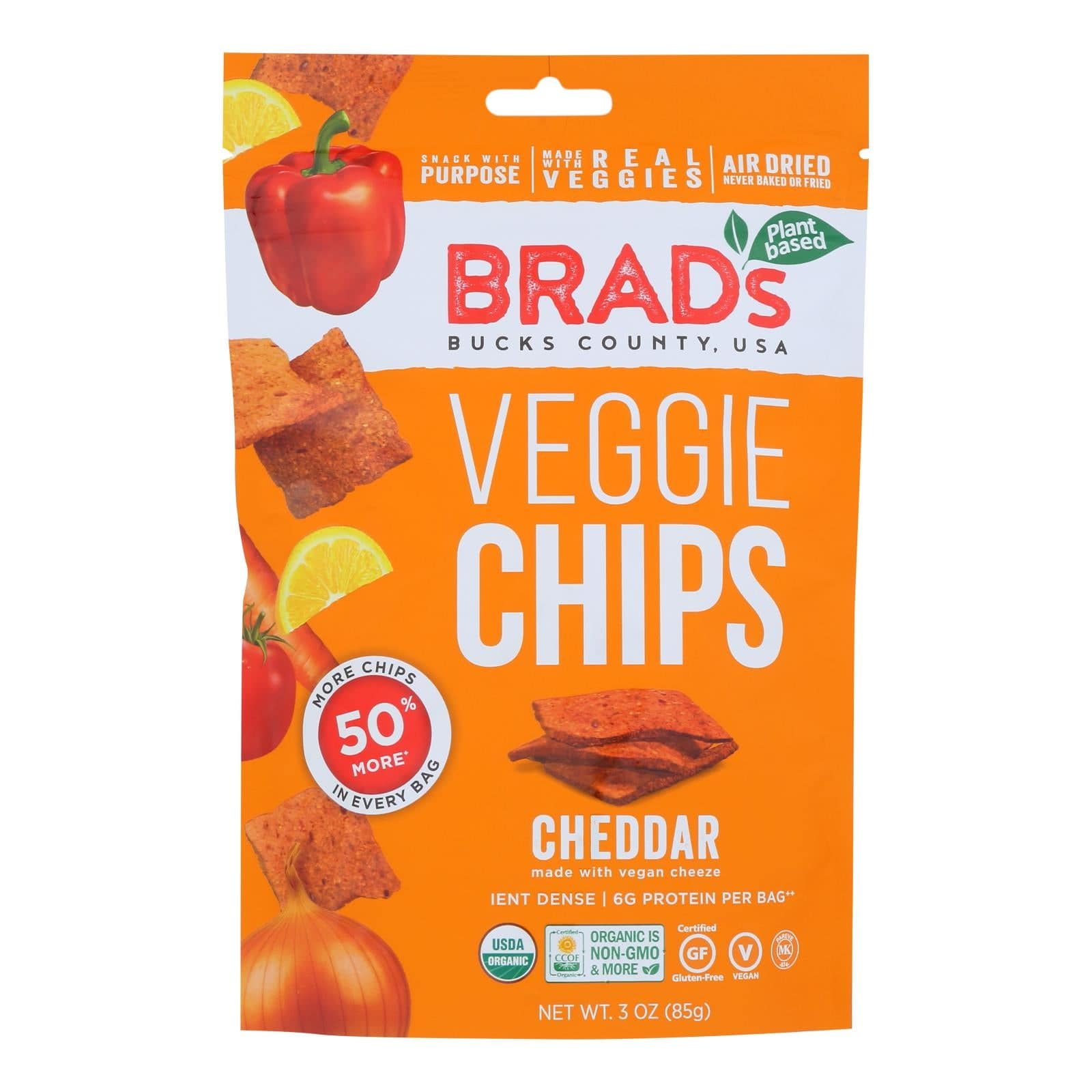 Brad's Plant Based - Raw Chips - Cheddar - Case Of 12 - 3 Oz. | OnlyNaturals.us