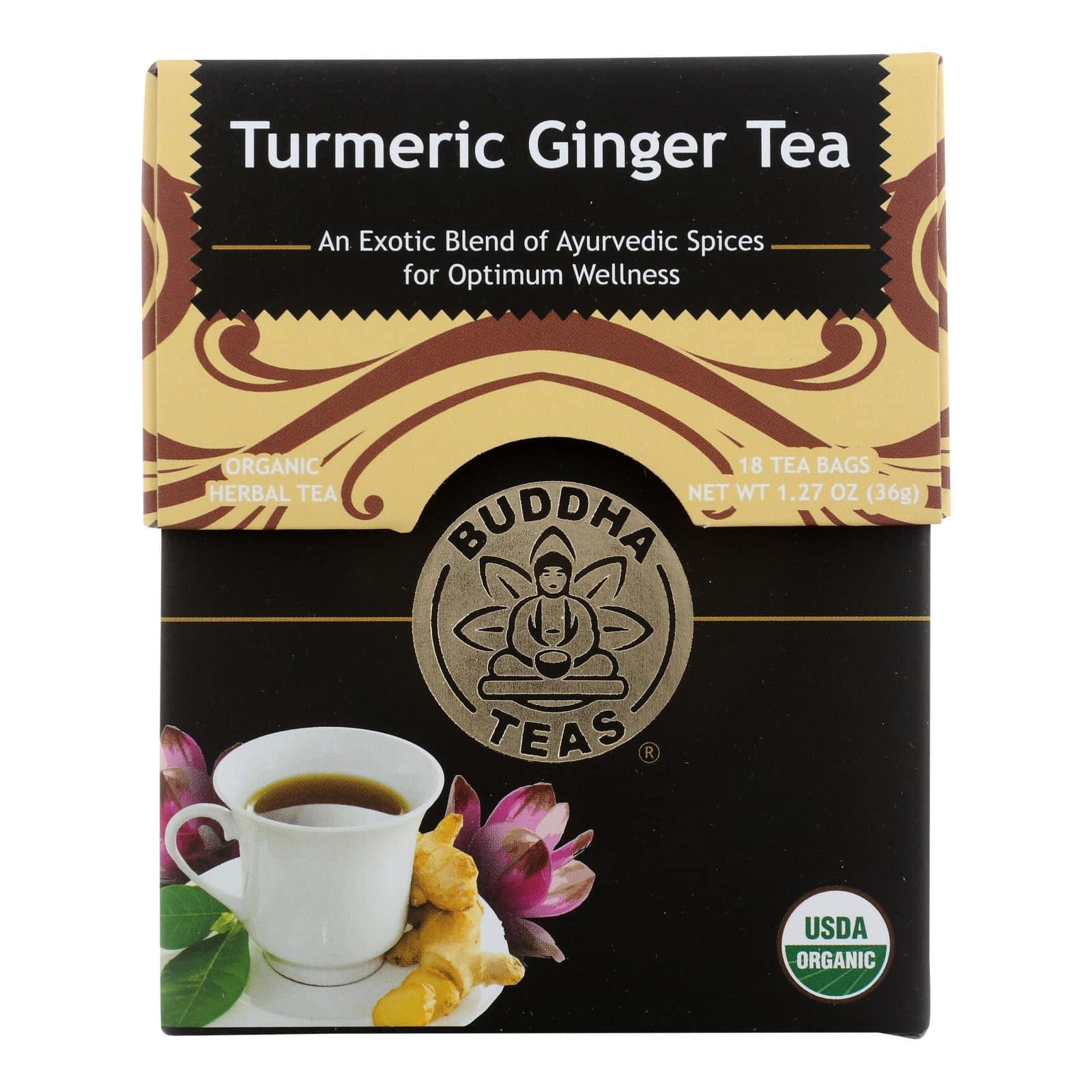 Buddha Teas -tea - Turmeric Ginger Tea - Case Of 6 - 18 Bag | OnlyNaturals.us