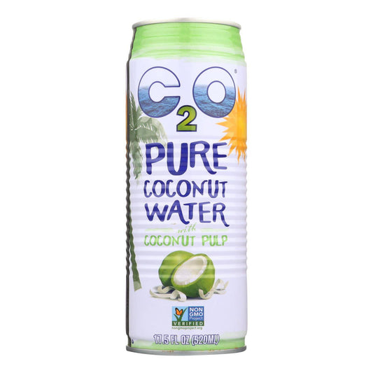 C2o - Pure Coconut Water Pure Pulp Coconut Water - Case Of 12 - 17.5 Fl Oz | OnlyNaturals.us