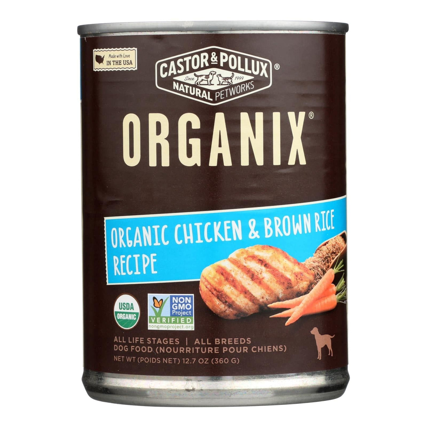 Buy Castor And Pollux Organic Dog Food - Chicken And Brown Rice - Case Of 12 - 12.7 Oz.  at OnlyNaturals.us