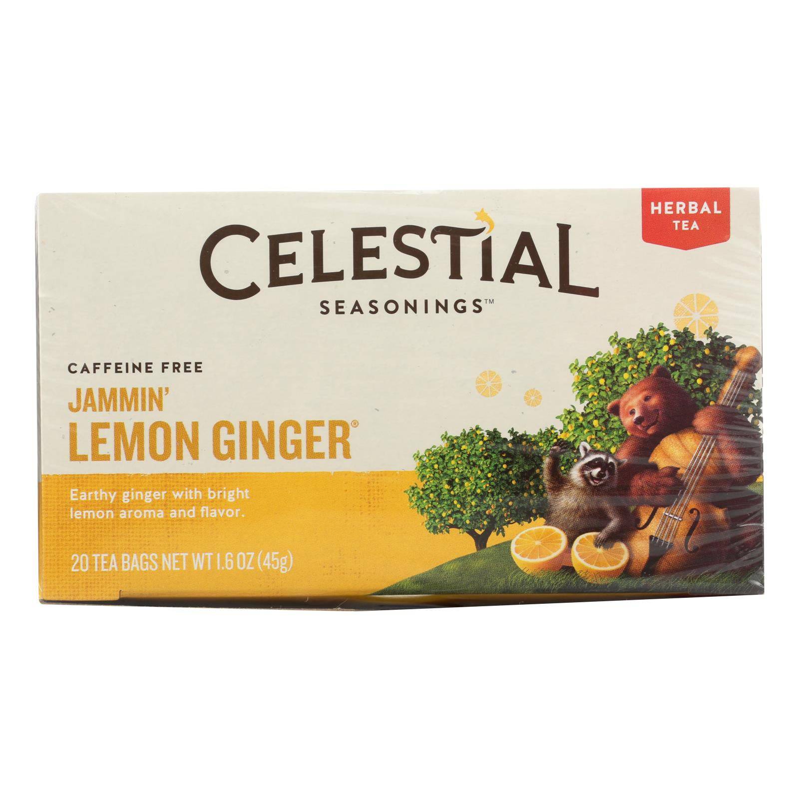 Celestial Seasonings Herbal Tea - Jammin' Lemon Ginger - Caffeine Free - Case Of 6 - 20 Bags | OnlyNaturals.us