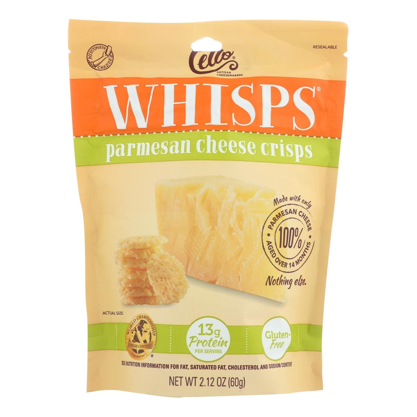 Cello Cheese Parmesan Whisps  - Case Of 12 - 2.12 Oz | OnlyNaturals.us