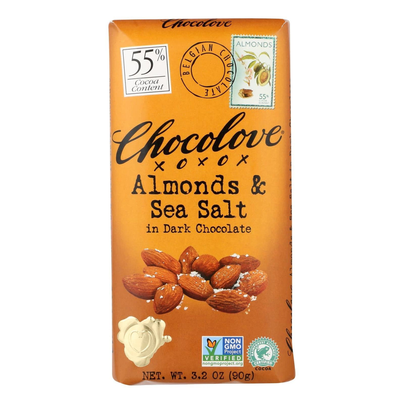 Buy Chocolove Xoxox - Premium Chocolate Bar - Dark Chocolate - Almonds And Sea Salt - 3.2 Oz Bars - Case Of 12  at OnlyNaturals.us