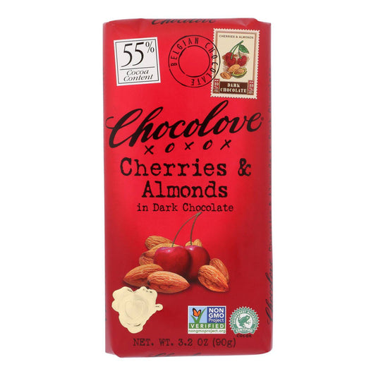 Buy Chocolove Xoxox - Premium Chocolate Bar - Dark Chocolate - Cherries And Almonds - 3.2 Oz Bars - Case Of 12  at OnlyNaturals.us