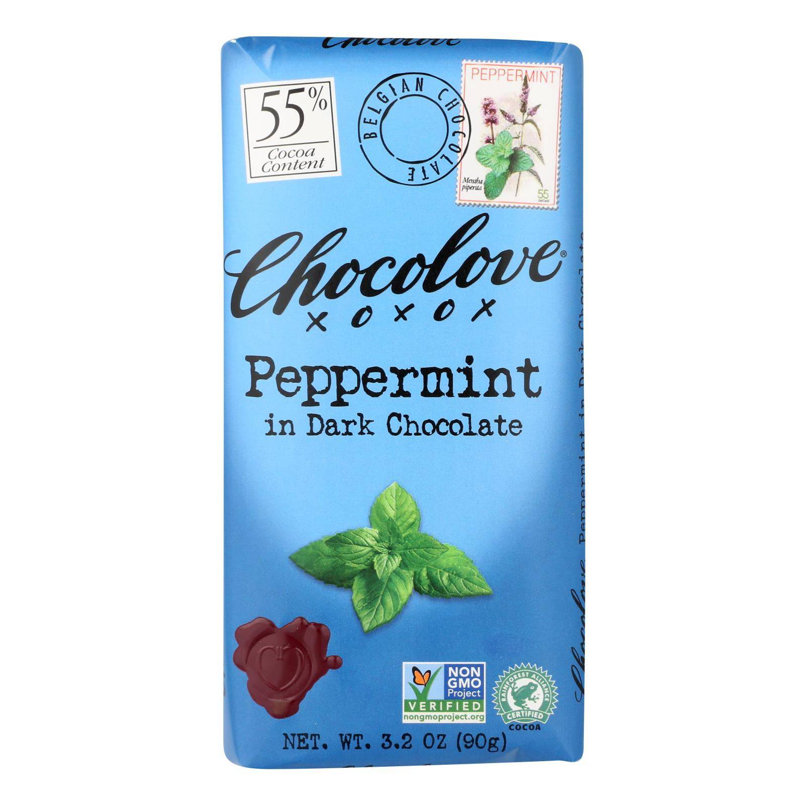 Buy Chocolove Xoxox - Premium Chocolate Bar - Dark Chocolate - Peppermint - 3.2 Oz Bars - Case Of 12  at OnlyNaturals.us