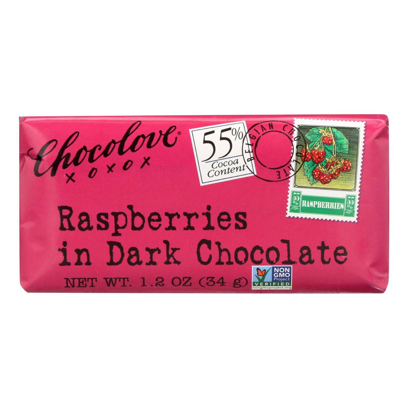Buy Chocolove Xoxox - Premium Chocolate Bar - Dark Chocolate - Raspberries - Mini - 1.2 Oz Bars - Case Of 12  at OnlyNaturals.us