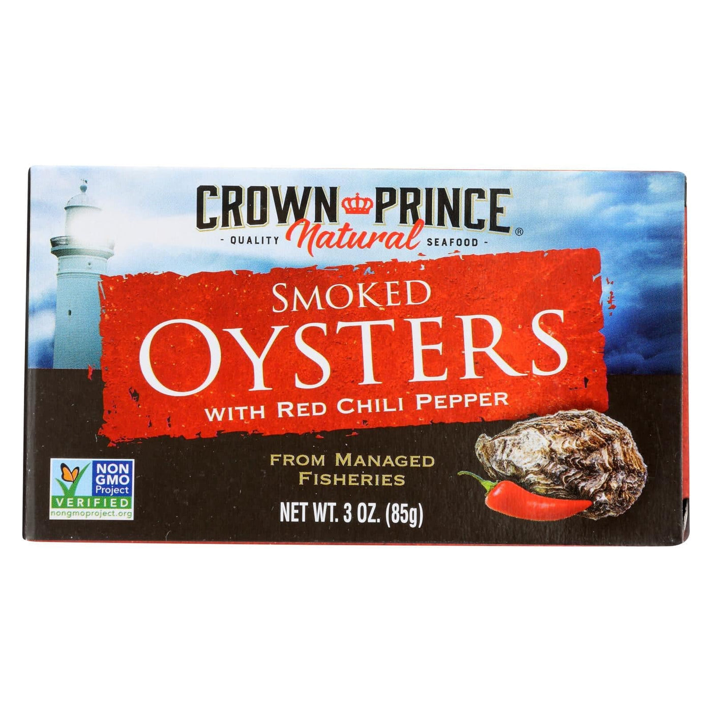 Crown Prince Oysters - Smoked With Red Chili Pepper - Case Of 18 - 3 Oz. | OnlyNaturals.us