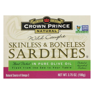 Buy Crown Prince Skinless And Boneless Sardines In Pure Olive Oil - Case Of 12 - 3.75 Oz.  at OnlyNaturals.us
