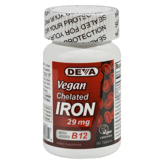 Deva Vegan Vitamins - Chelated Iron - 29 Mg - 90 Tablets | OnlyNaturals.us