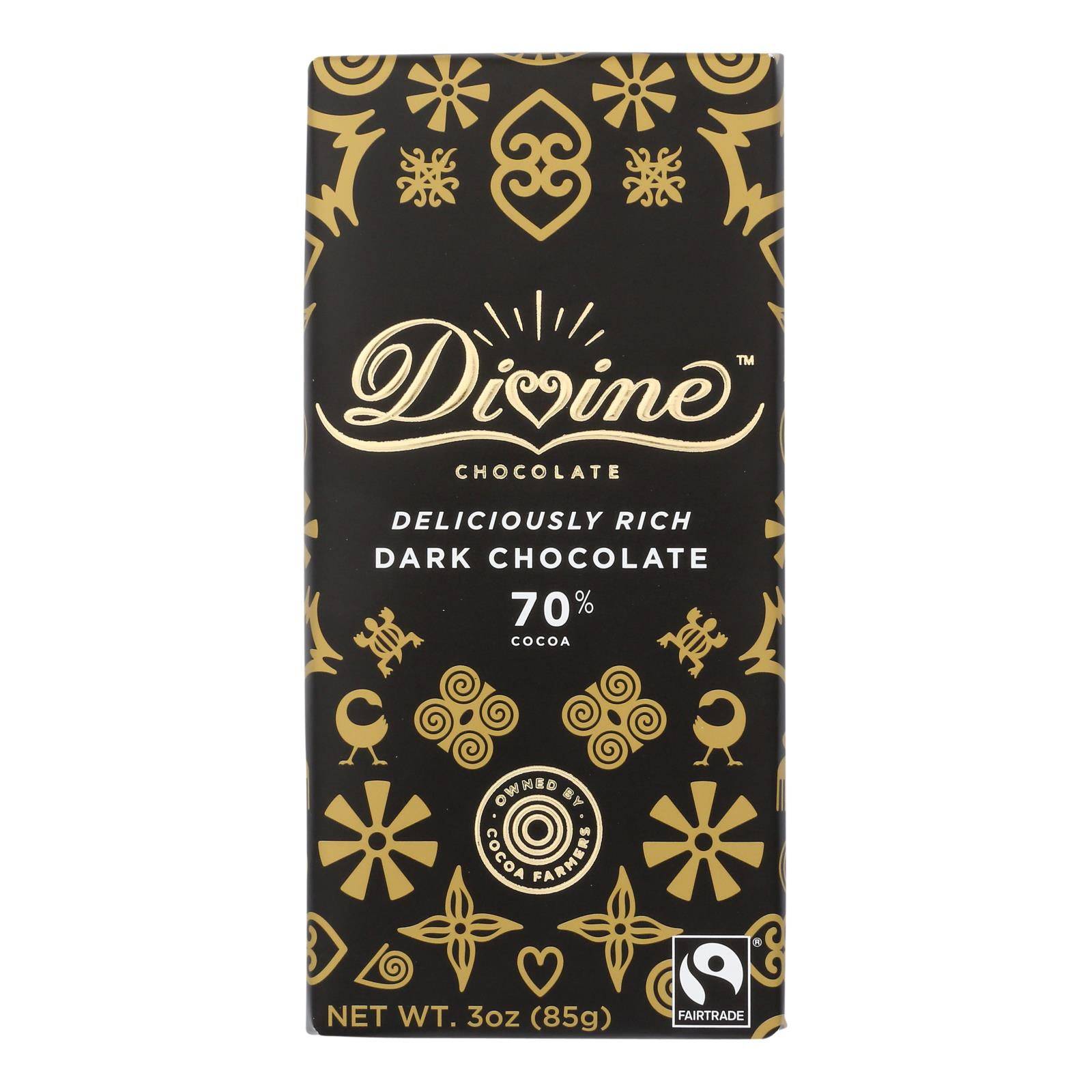 Divine - Bar Chocolate Dark 70% Cocoa - Case Of 12 - 3 Oz | OnlyNaturals.us