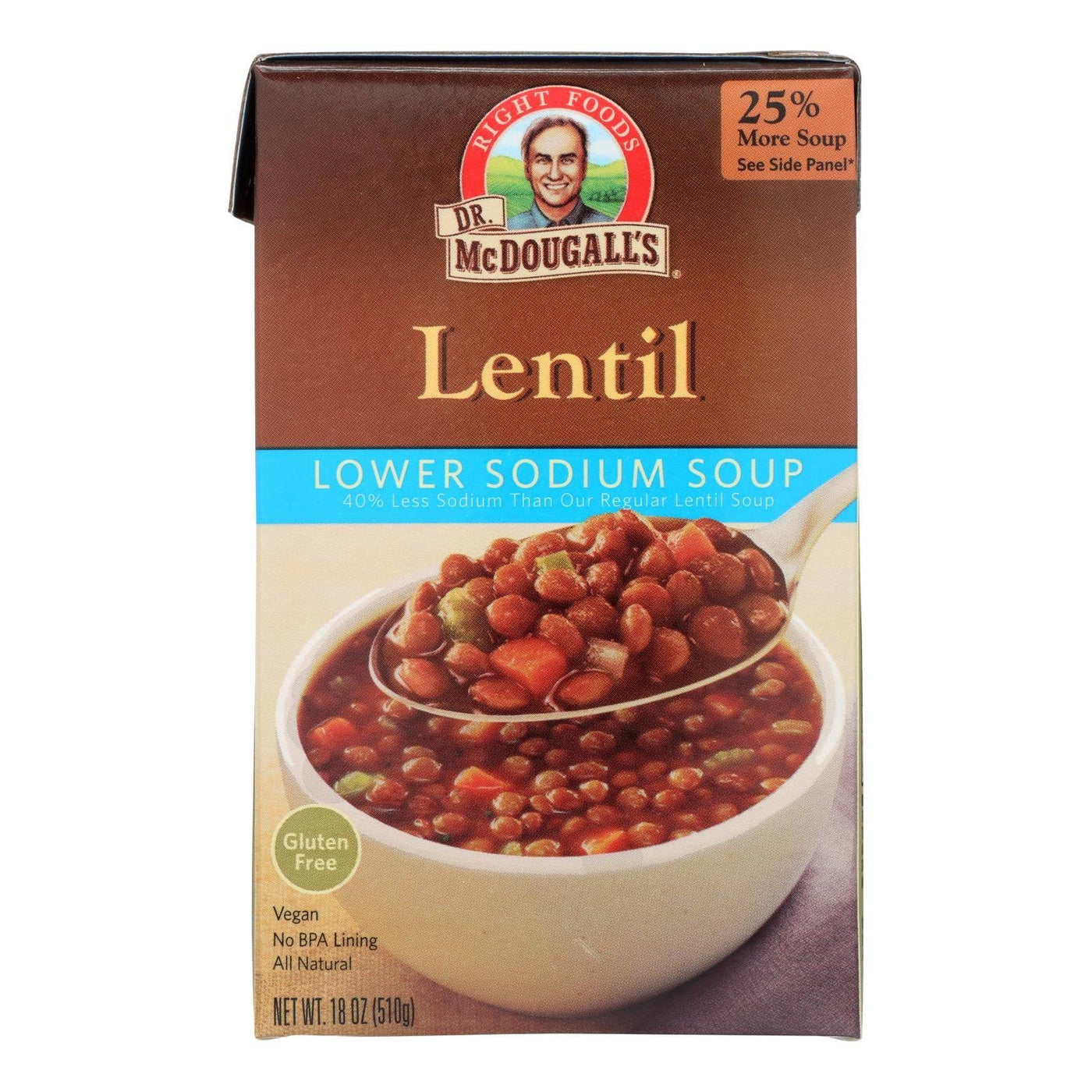 Dr. Mcdougall's Lentil Lower Sodium Soup - Case Of 6 - 18 Oz. | OnlyNaturals.us