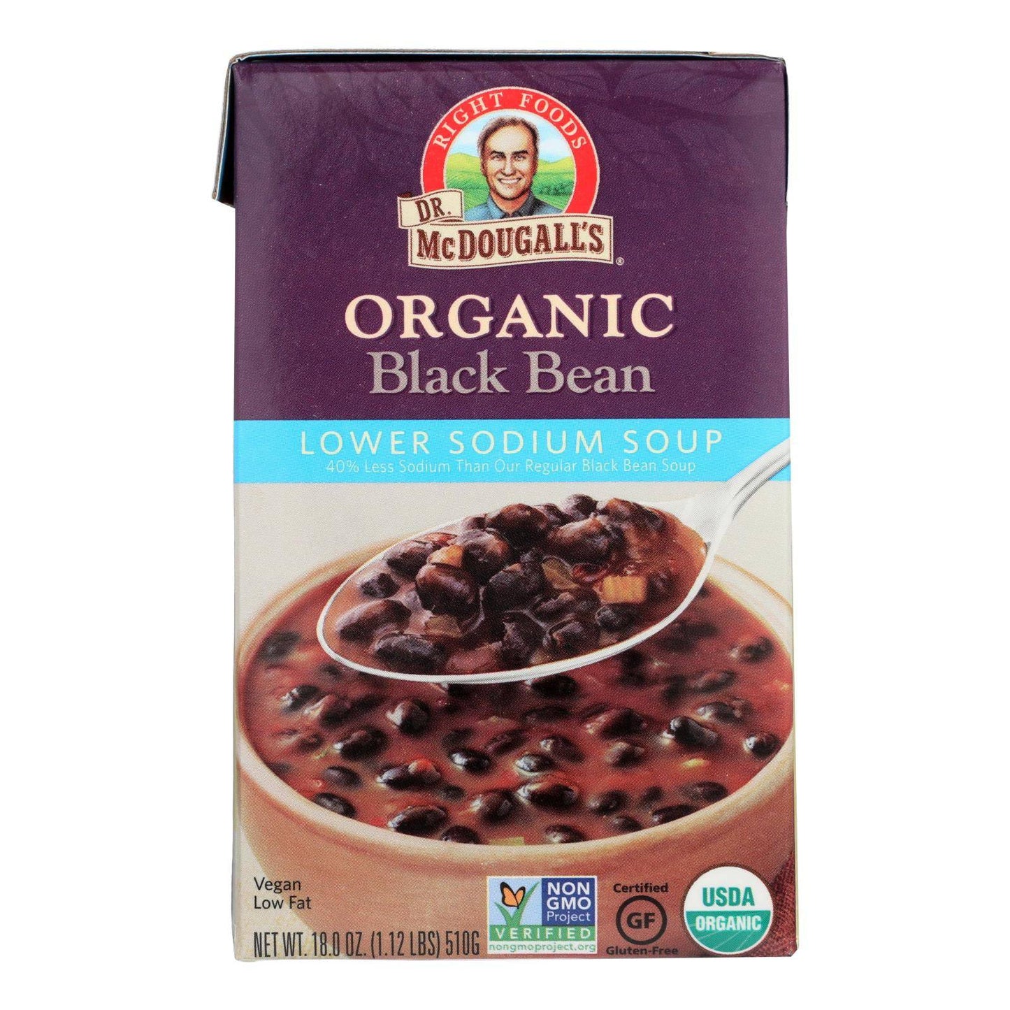 Buy Dr. Mcdougall's Organic Black Bean Lower Sodium Soup - Case Of 6 - 18 Oz.  at OnlyNaturals.us