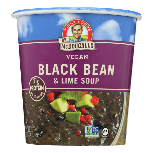 Dr. Mcdougall's Vegan Black Bean And Lime Soup Big Cup - Case Of 6 - 3.4 Oz. | OnlyNaturals.us