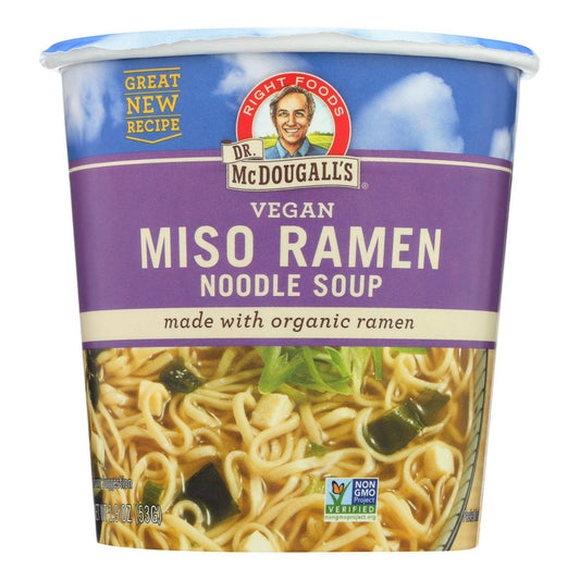 Dr. Mcdougall's Vegan Miso Ramen Soup Big Cup With Noodles - Case Of 6 - 1.9 Oz. | OnlyNaturals.us