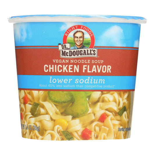 Buy Dr. Mcdougall's Vegan Noodle Lower Sodium Soup Cup - Chicken - Case Of 6 - 1.4 Oz.  at OnlyNaturals.us