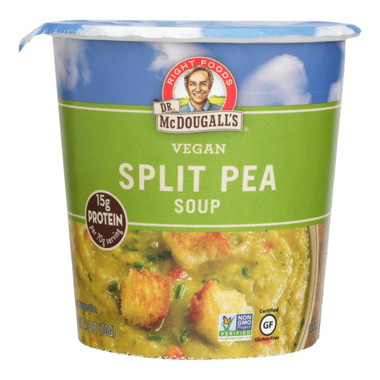 Dr. Mcdougall's Vegan Split Pea And Barley Soup Big Cup - Case Of 6 - 2.5 Oz. | OnlyNaturals.us