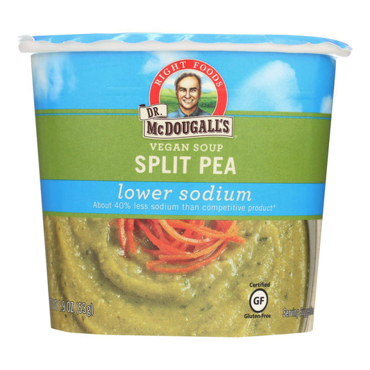 Buy Dr. Mcdougall's Vegan Split Pea Lower Sodium Soup Cup - Case Of 6 - 1.9 Oz.  at OnlyNaturals.us