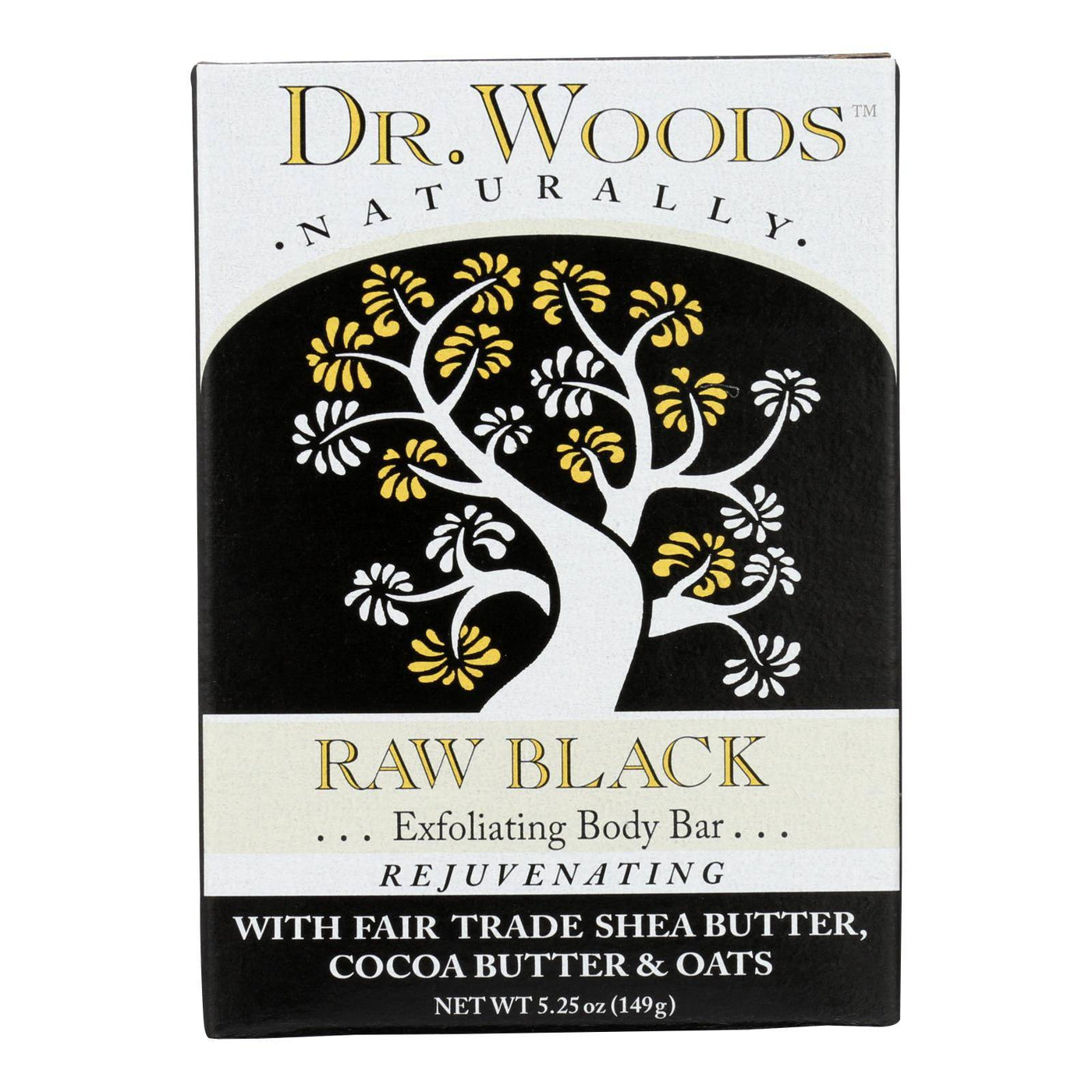 Dr. Woods Bar Soap Raw Black - 5.25 Oz | OnlyNaturals.us