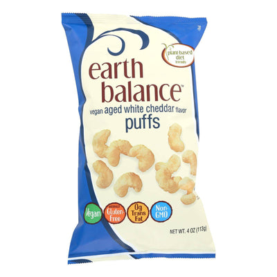 Earth Balance Vegan Puffs - Aged White Cheddar - Case Of 12 - 4 Oz. | OnlyNaturals.us